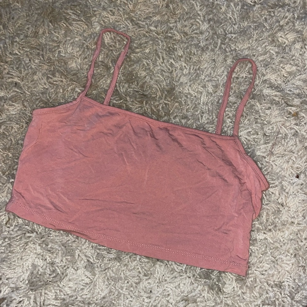 pink cropped tank top